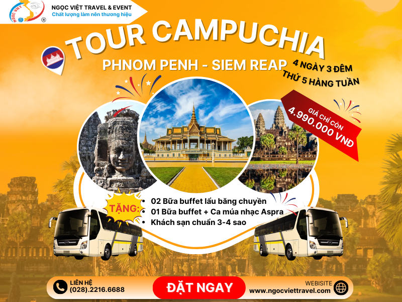 TOUR CAMPUCHIA - SIEM REAP - PHNOM PENH - HOTEL 4 SAO